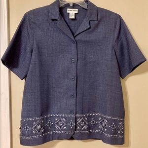 Alfred Dunner Denim Button Down Vintage Shirt